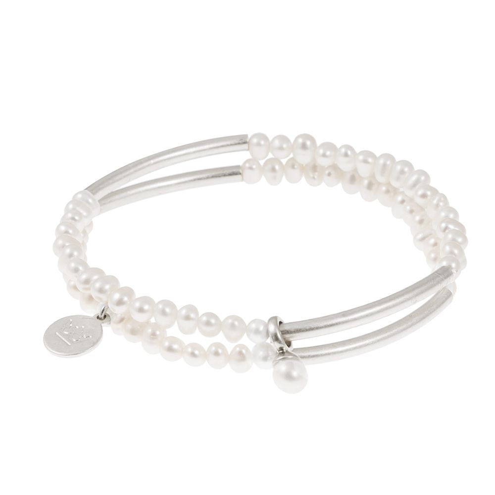 Essentials neue Boho Armbänder mit Süßwasserperlen matt versilbert