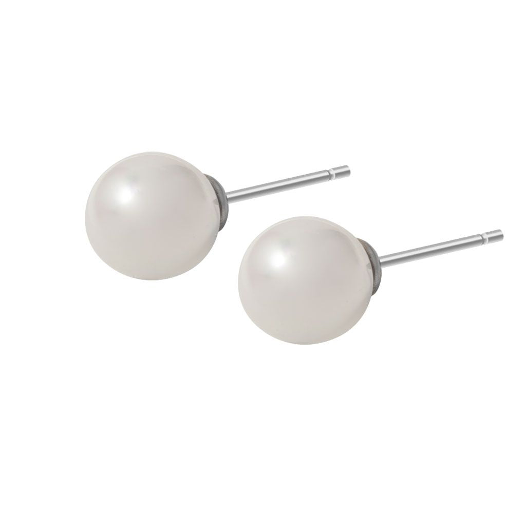 Essentials Joy ear studs - Freshwater pearls matt silver plated