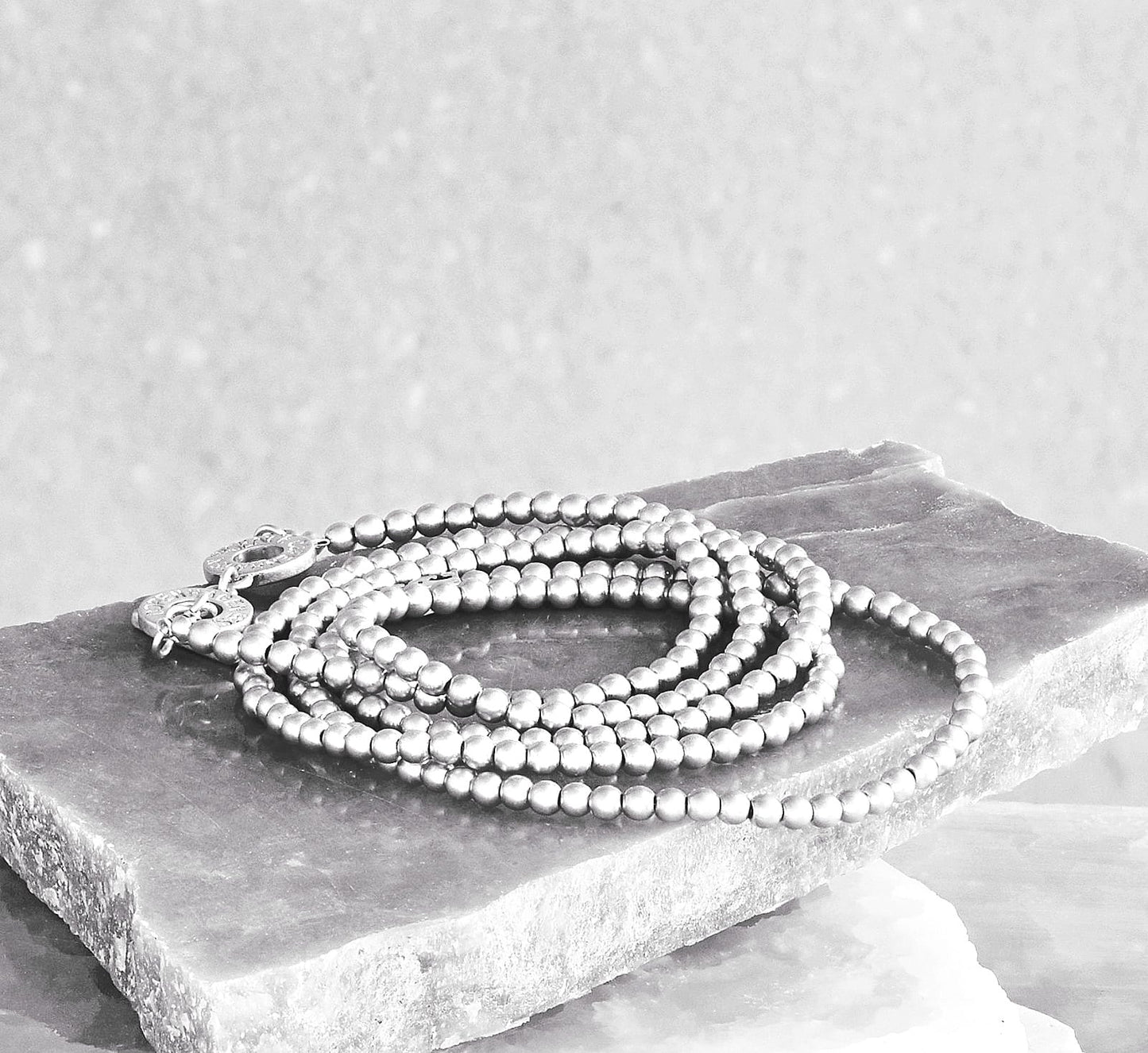 Essentials new Boho necklace matt silver plated - 90 CM