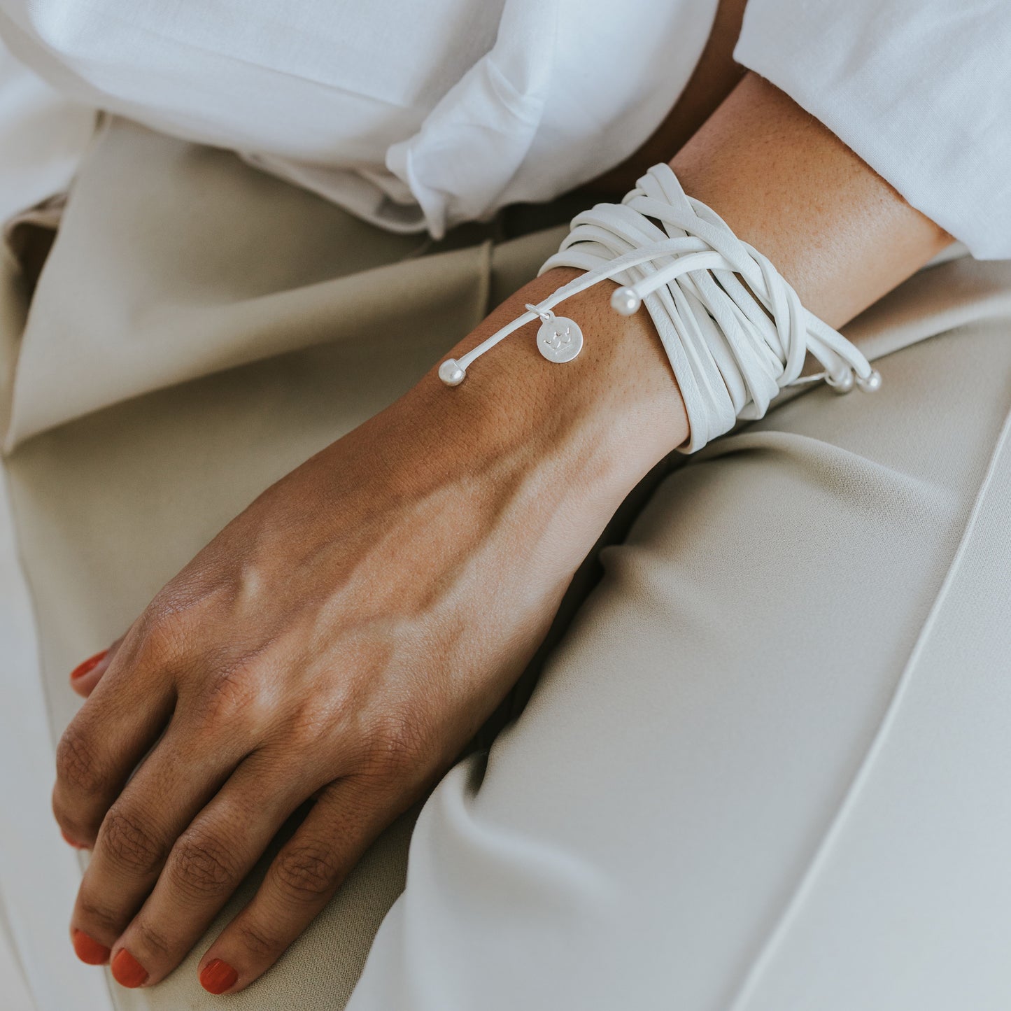 Lederband Halskette / Armband Sunny Lemon matt versilbert