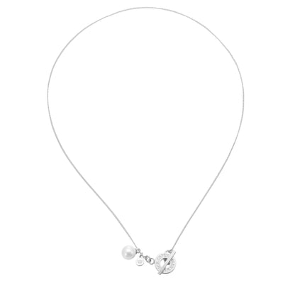 Victoria Necklace - Tiny freshwater pearl matt silver plated - 48 CM