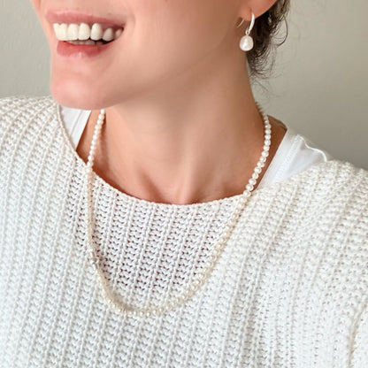 Essentials Hippie Bracelet & Necklace - Freshwater Pearls matt silver plated