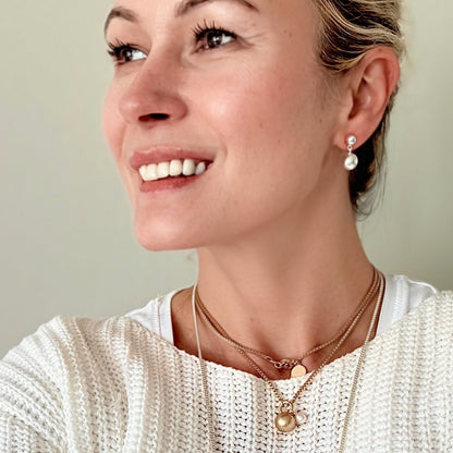 Essentials London Necklace - Ball & pearl matt gold plated - 80 CM