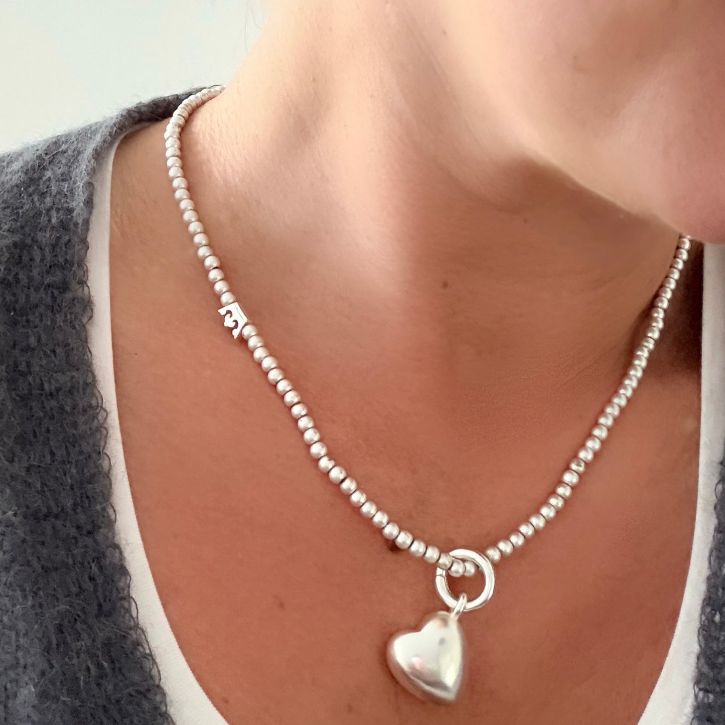 Essentials new Boho Necklace - Matt silver plated - 46 CM