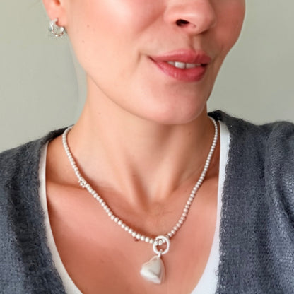 Essentials new Boho Necklace - Matt silver plated - 46 CM