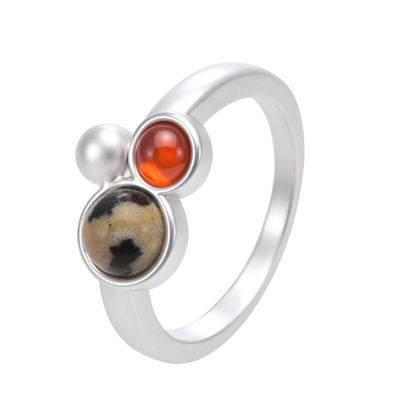 Stone-Duet Ringe - Matt versilbert Gr. 8