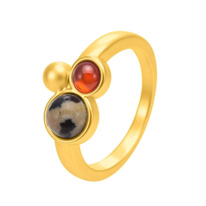 Stone-Duet Ringe - Matt vergoldet Gr. 8