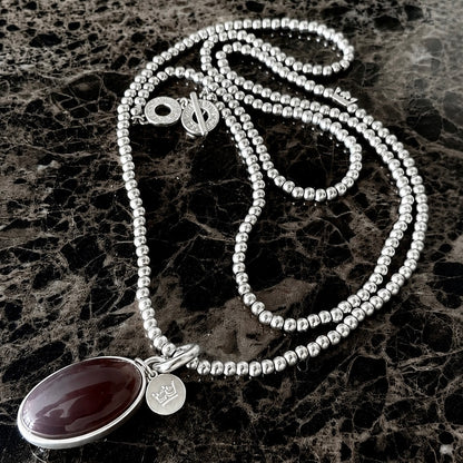 Essentials new Boho Necklace - Matt silver plated - 90 CM