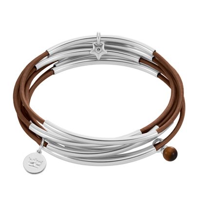 Urban Gypsy Armbänder - Dunkelbraun Leder matt versilbert