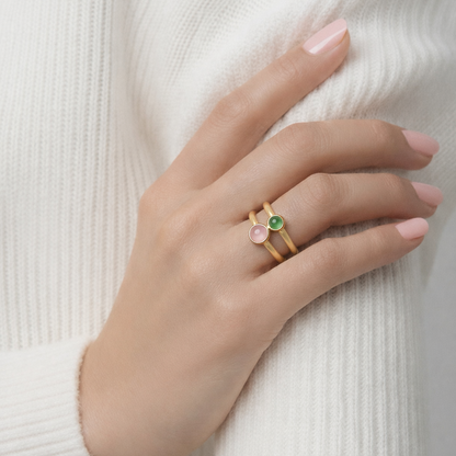 Stone-Duet Ringe - Matt vergoldet Gr. 8