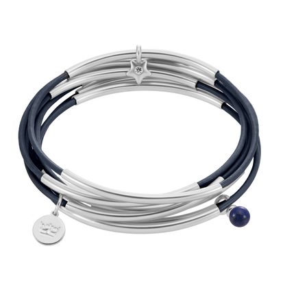 Urban Gypsy Armbänder - Dunkelblau Leder matt versilbert