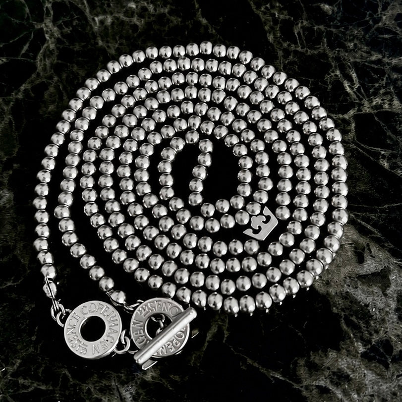 Essentials new Boho Necklace - Matt silver plated - 90 CM