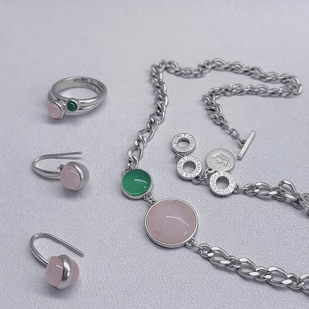 Stone-Duet Rings - Matte silver plated size 9