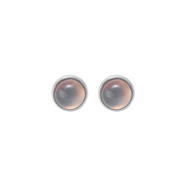 Essentials be Chic Ohrstecker matt versilbert mit Grauachat