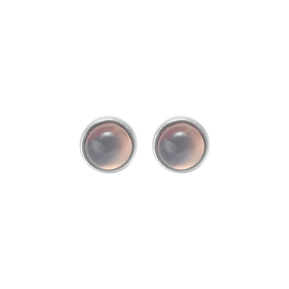 Essentials be Chic - Stud earrings matte silver plated with Grey agate