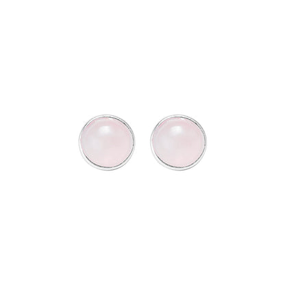 Essentials be Chic Ohrstecker-  matt versilbert mit Rosenquarz