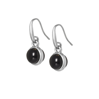Essentials Cherry earrings with Black Agate matt silver plated