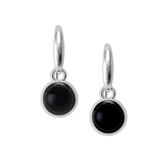 Essentials Cherry Ohrringe mit schwarzem Achat matt versilbert