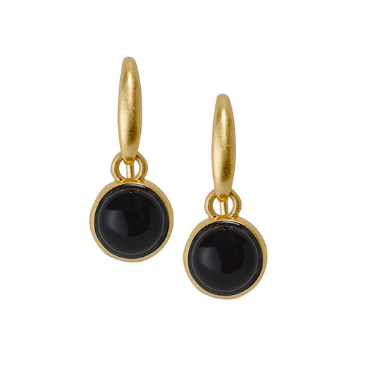 Essentials Cherry Ohrringe mit schwarzem Achat matt vergoldet