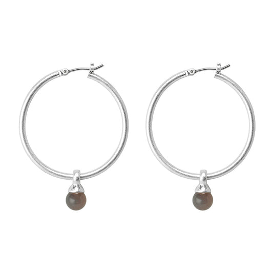 Essentials Be A Star Ohrringe Grauer Achat matt versilbert - 3,5 CM