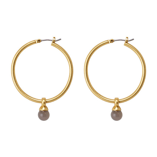Essentials Be A Star Ohrringe Grauer Achat matt vergoldet – 3,5 CM