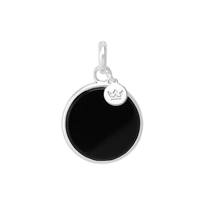 Essentials Disc Charm - Black Agate matt silver plated