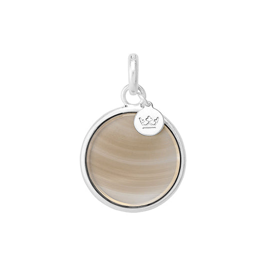Essentials charm Disc Grey Agate matt silver plated