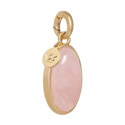 Essentials Oval Charm - Rose Quartz matt gold plated