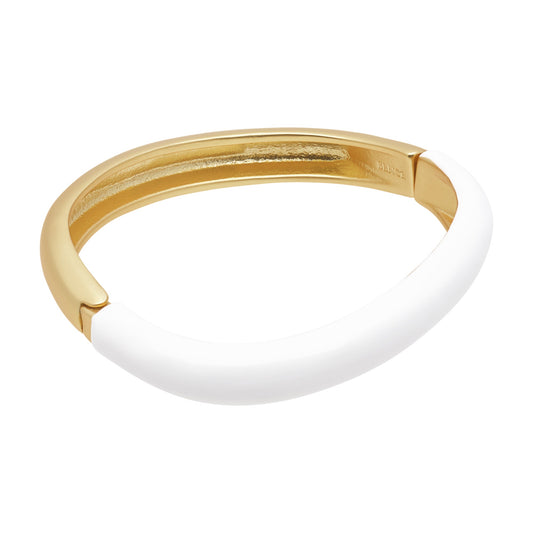 Enamelove Armreif brillantweiß und matt vergoldet