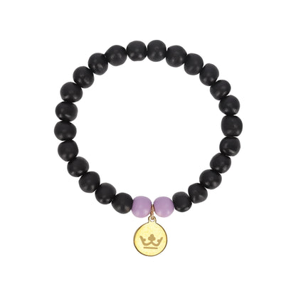 Woodmood Armband - Schwarz pastell flieder matt gold