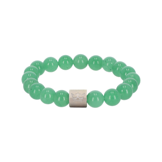 Natural gems bracelet green aventurine matt silver