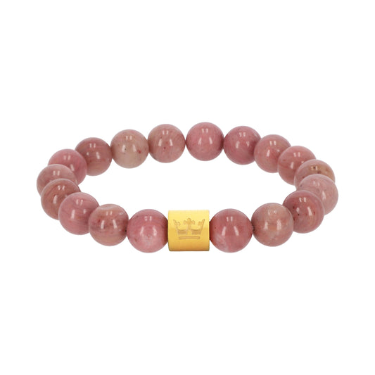 Natural gems bracelet rhodonite matt gold