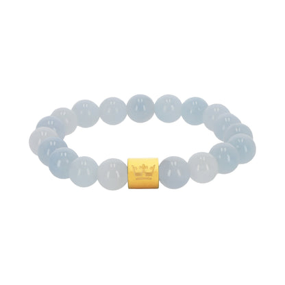 Gemstone Bracelet - Aquamarine matte gold