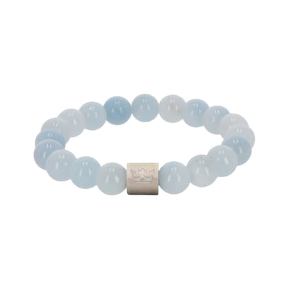Gemstone Bracelet - Aquamarine matte silver