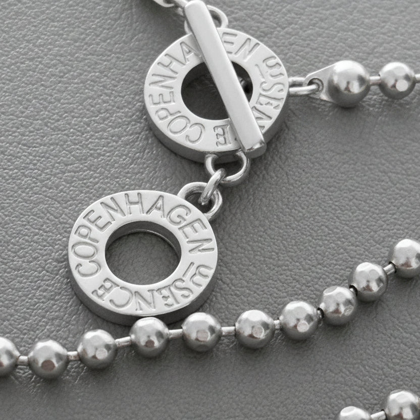 Essentials Beads Necklace - Matt silver plated  - 90 CM