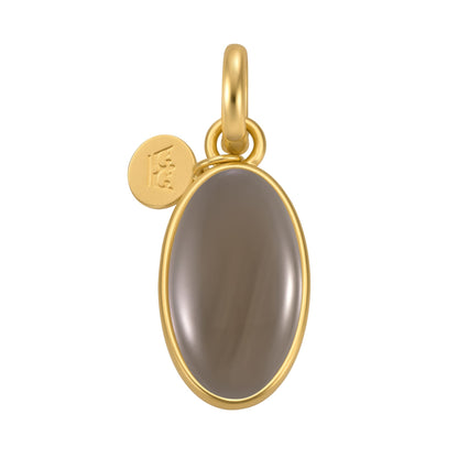 Essentials Oval Charm - Grauer Achat matt vergoldet 