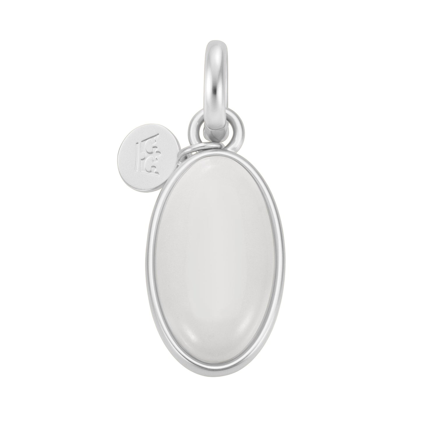 Essentials Oval Charm - White Jade matt silver plated