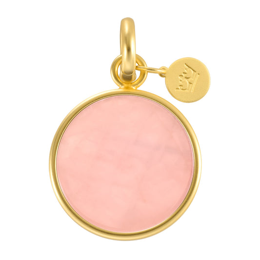 Essentials Disc Charm - Rosenquarz matt vergoldet