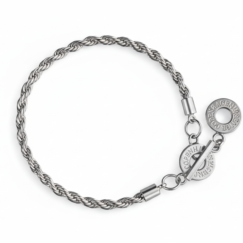 Amelie Twisted Bracelet - Long matt versilbert