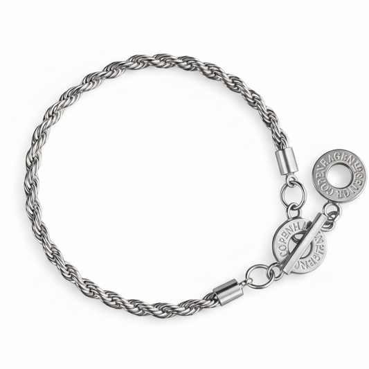 Amelie Twisted Bracelet - Long matt versilbert