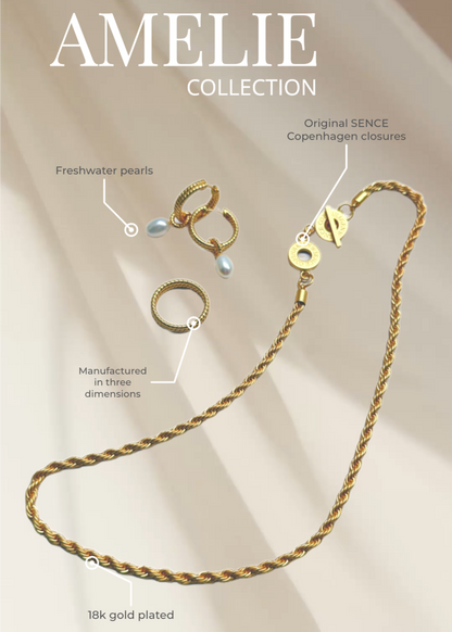 Amelie Twisted Pearl Hoops -  Matt gold plated
