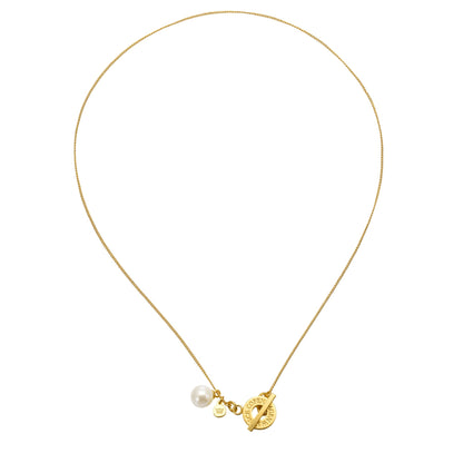 Victoria Necklace - Tiny freshwater pearl matt gold plated - 48 CM