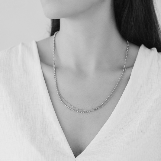 Essentials Hippie Bracelet & Necklace - Double ball chains matt silver plated