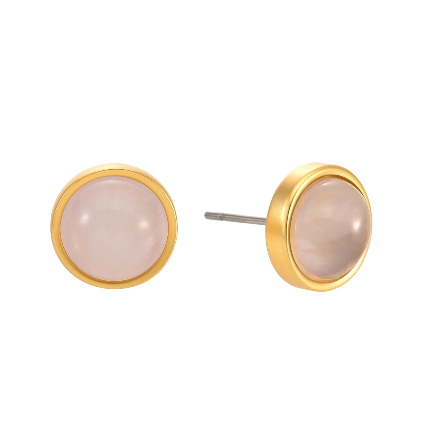 Essentials be Chic Ohrstecker - matt vergoldet mit Rosenquarz