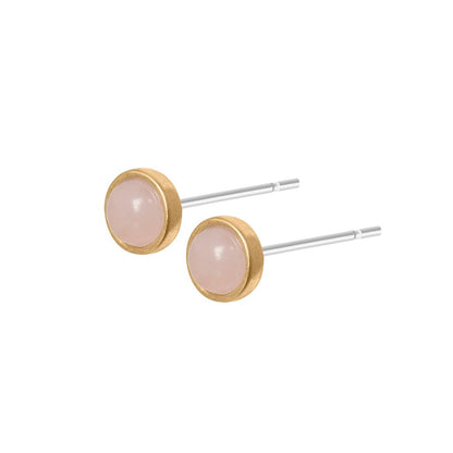 Essentials be Chic Ohrstecker - matt vergoldet mit Rosenquarz