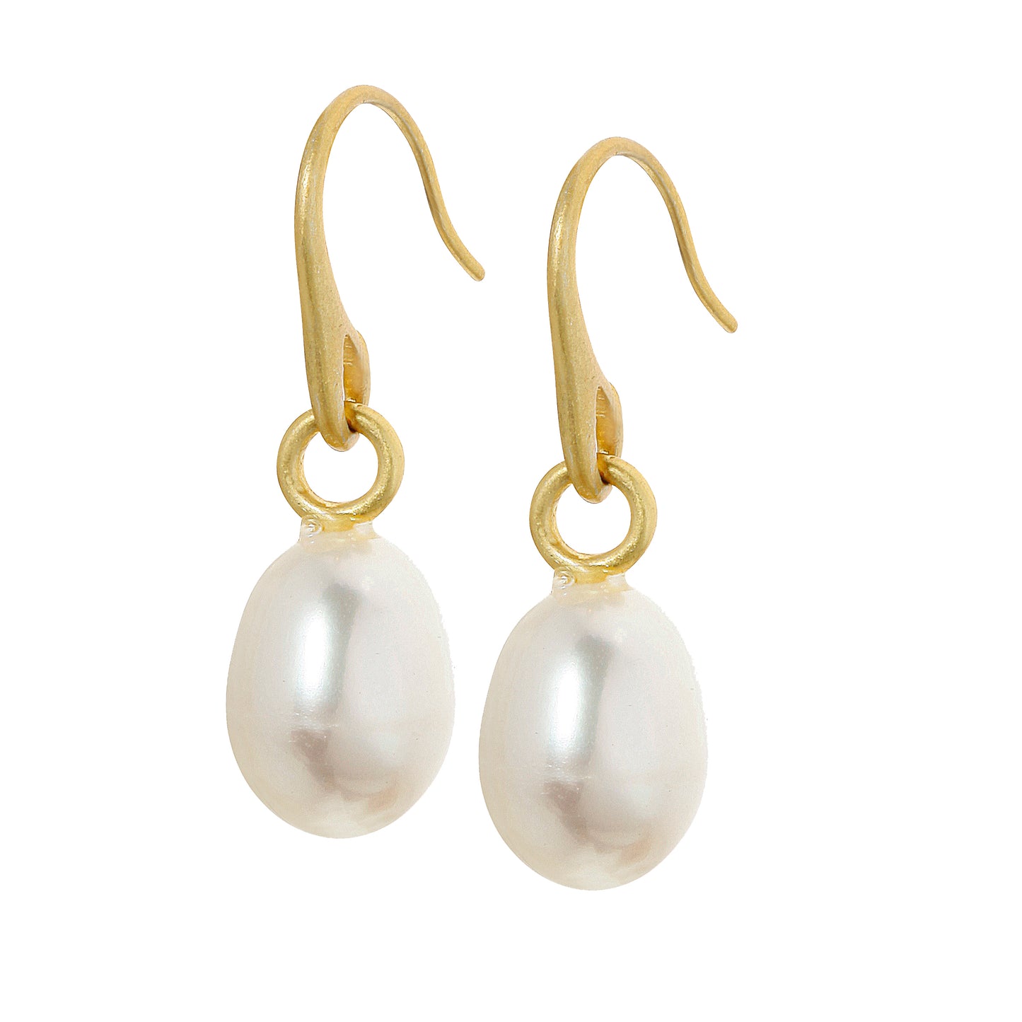 Essentials Sunset earrings with pearls matt gold plated