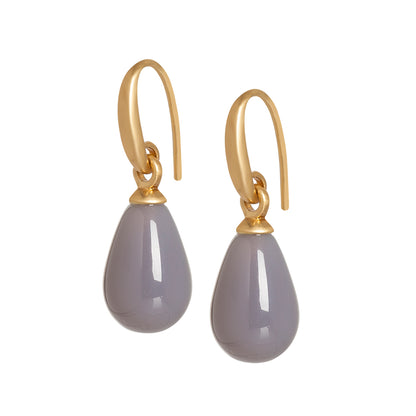Essentials Aloha earrings with Grey Agate matt gold plated