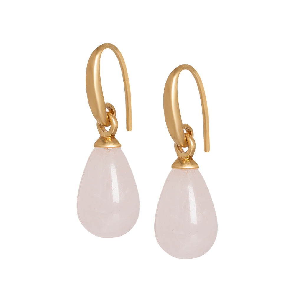 Essentials Aloha earrings with Rose Quartz matt gold plated
