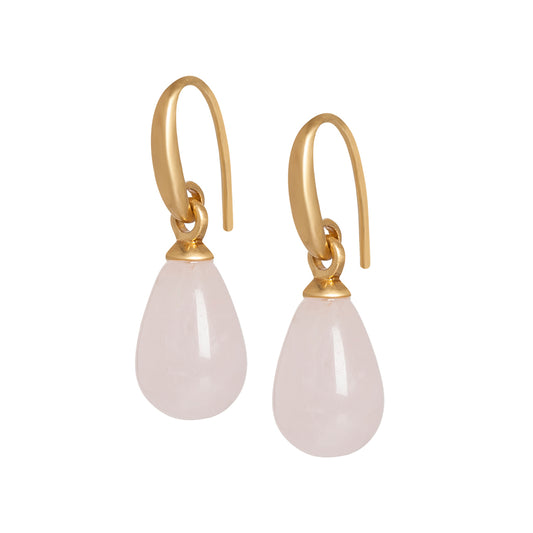Essentials Drop earrings with Rose Quartz matt gold plated