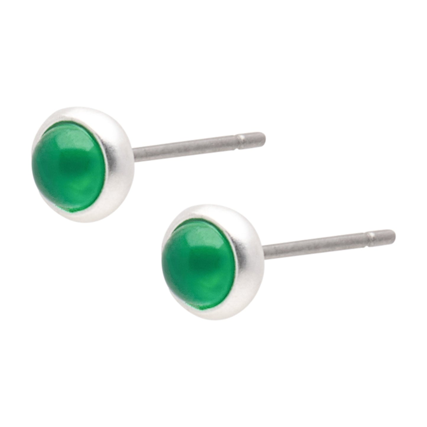 Lolo earstuds tiny green quartz matt silver plated